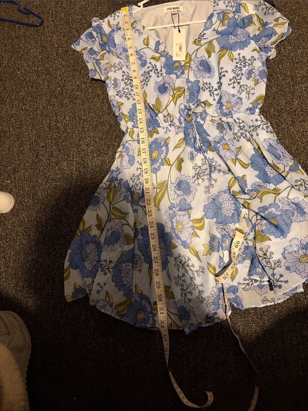 Steve Madden Vintage Blue Floral Chiffon Mini Dress Size M NWT - Picture 10 of 10